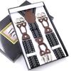 Men's Six-Clip Jacquard Wide Suspenders with Printed Webbing