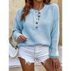 [Cozy Sweater] Soft & Comfortable Women's Cozy Pink Sweater | Casual Crew Neck, Long Sleeve Pullover for Fall/Winter, Button Details