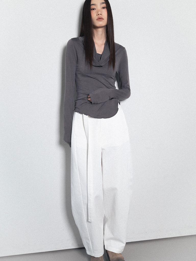 VISUS Cotton Belted Pants_White