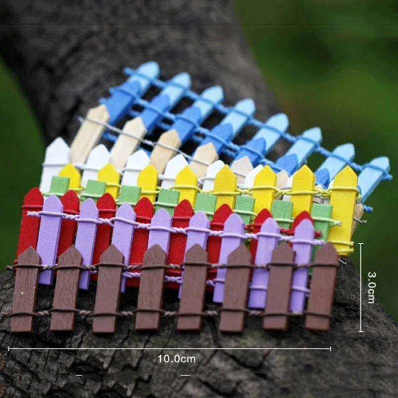 Mini Wooden Micro Landscape Fence, DIY Dollhouse Ornament for Succulent Pot, Fairy Garden Bonsai Terrarium, Miniature Home Gardening Decor Supplies