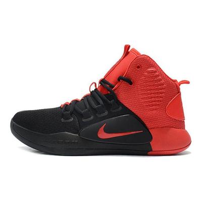 Hyperdunk X Round Toe Lace-Up Non-Slip Lightweight High-Top Basketball Shoes Men Sneaker Black Red AO7890-600