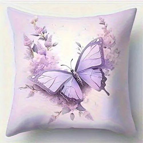 Monika Chen Unisex Lavender Butterflies And On Pillowcasesuitable For Sofa Car Bedroom Decorative Cushion Cover Pillow Cover
