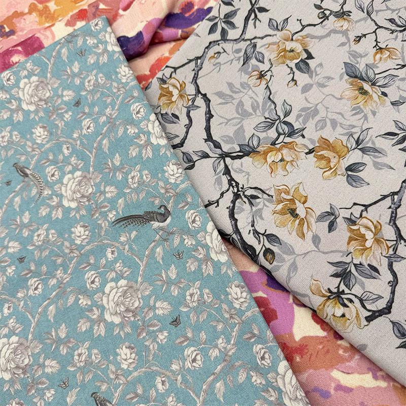 0.5m/1m/2m Oriental Aesthetic Elements Printed Encrypted Cotton Linen Fabric for Tablecloth Sofa Cover Curtain Decorative Cloth