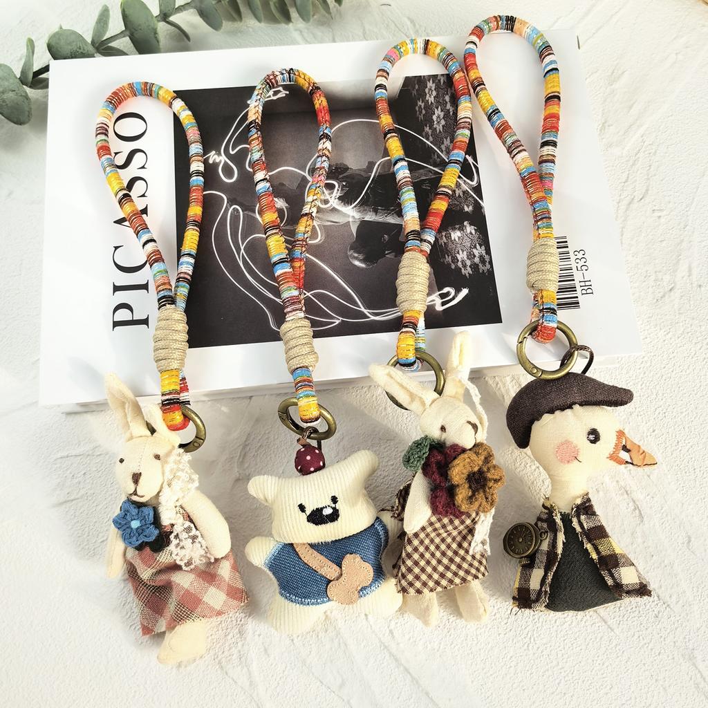 Pendentif de dessin animé en tissu fait main, poupée, porte-clés, accessoires de sac, collection de bijoux d'animaux mignons