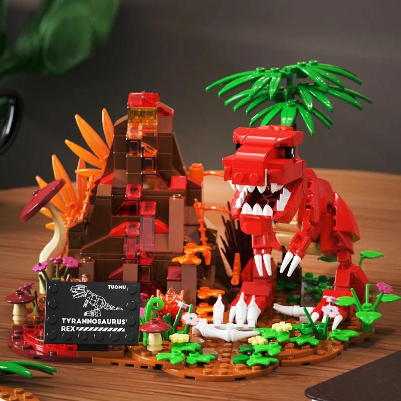 Non-Toxic Moc Jurassic Series Tyrannosaurus Rex Dinosaur Building Blocks Cute Pterosaur Brachiosaurus Bricks Toys Children Birthday Gifts