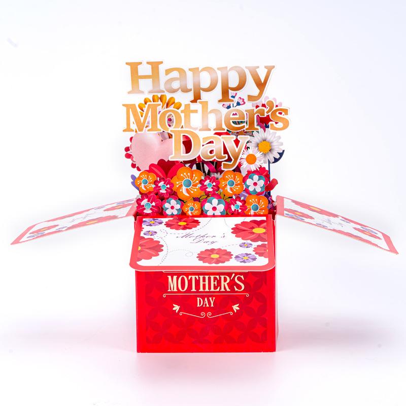 1pc Pop-Up Mother's Day Greeting Card Gift Handwritten 3D Box Paper Carving Creative Festival Blessing Postcard Party Gifts