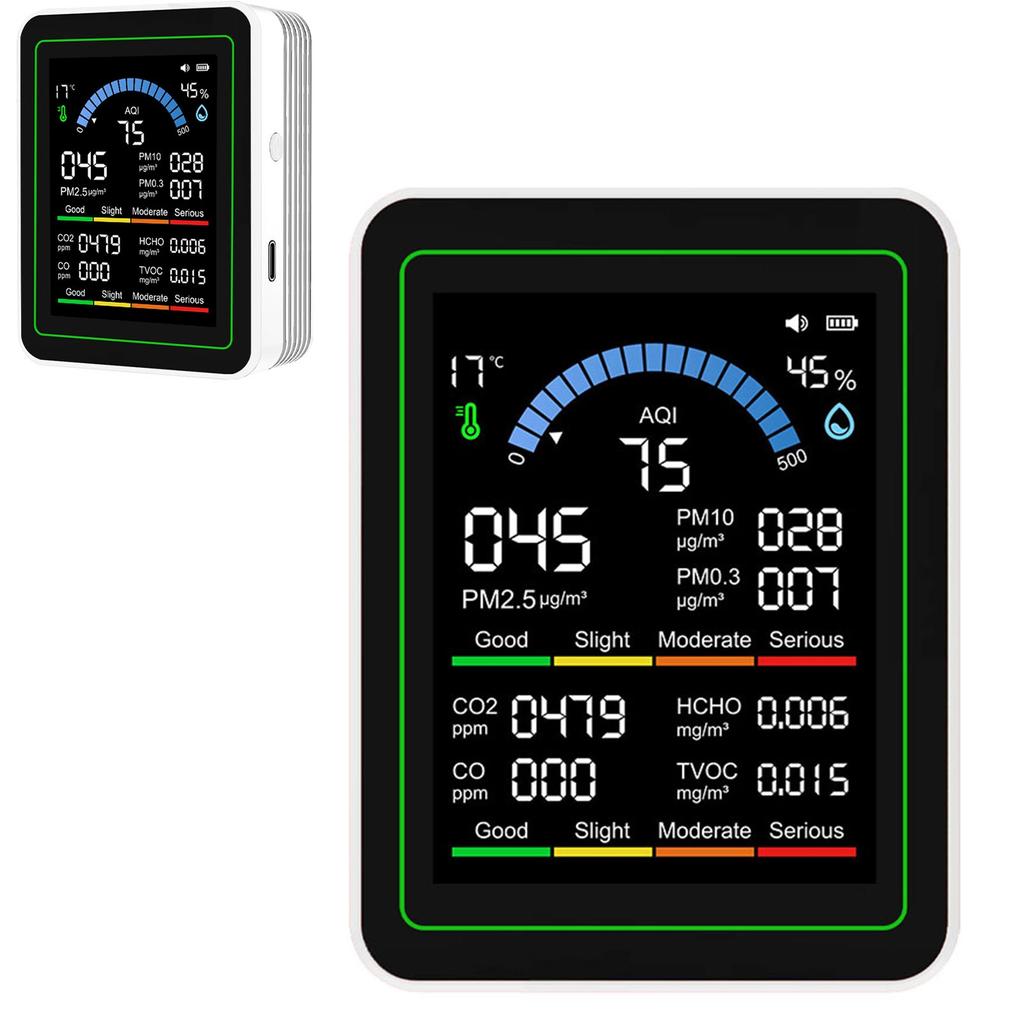 10 in 1 Air Quality Detector CO2 TVOC HCHO PM2.5 PM10 PM0.3 Detection Portable Air Quality Meter for Home