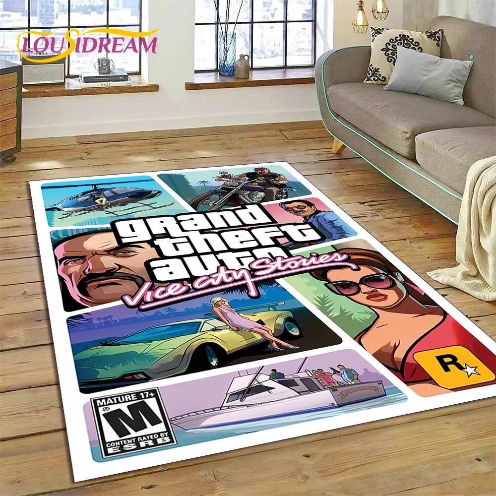 3D GTA Spiel Grand Theft Auto Gamer Teppich für Schlafzimmer Wohnzimmer Zuhause Sofa Dekoration, Kinder Spiel Große Dekor Bodenmatte