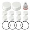 HHO-ersättningskapslar(10 Vit)& O-ringar(4 Svart) För Fågelvattnare - Reservdelssats För Modellerna Ppf3/Ppf5/Ppf7, Vit