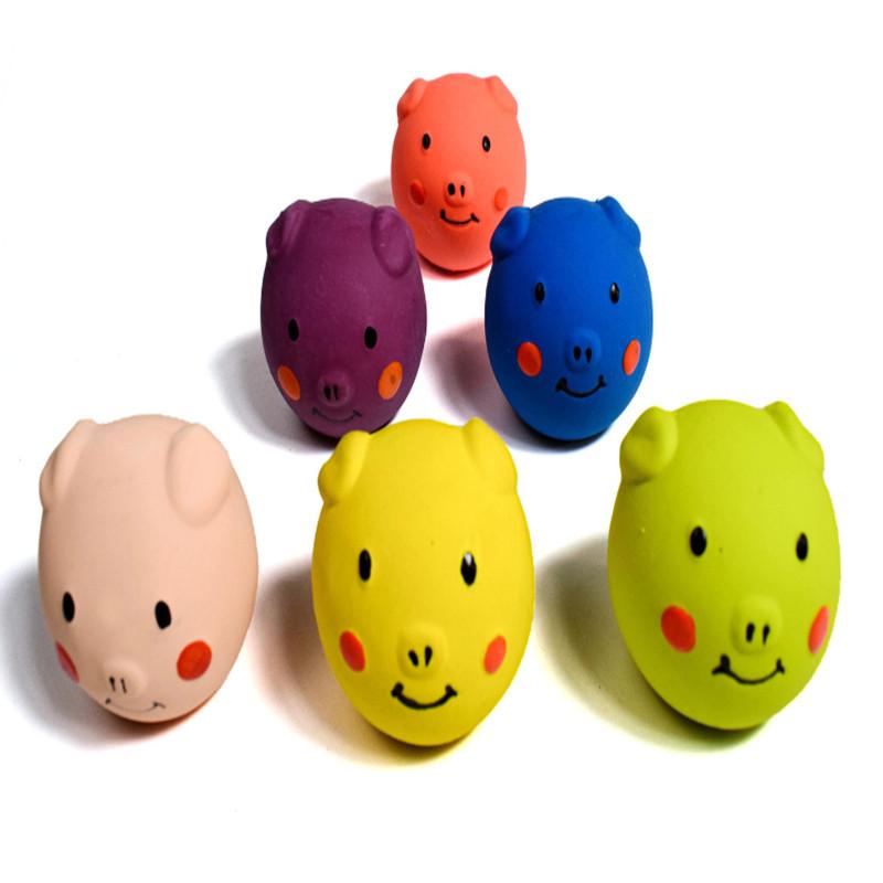 Direktverkauf ab Werk Haustierspielzeug Ball Latex Quietschender Schweinekopf Ball für Hunde und Katzen