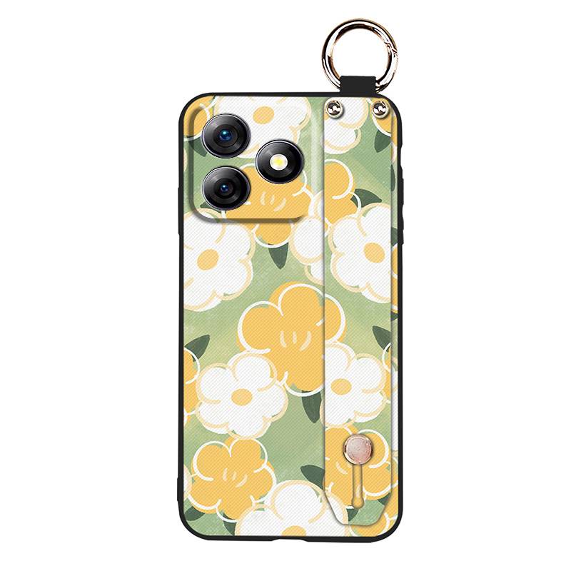 Anti-dust Soft case Phone Case For Ulefone Note18 Ultra Wristband Silicone Protective Oil Painting Fashion Design Flower