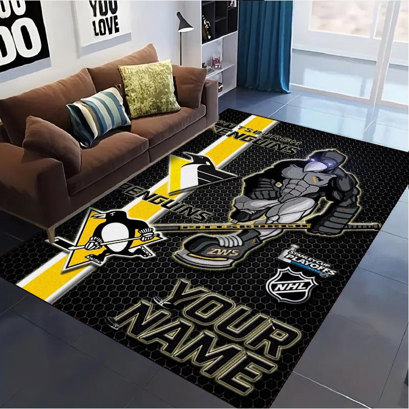Name Custom Pittsburgh Penguins Carpet Rug for Living Room Bedroom Home Sofa Decoration,Kids play Non-slip Floor Mat