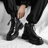 Men Italian Style Streetwear High Top Casual Platform Thick Sole Leather Shoes Male Business Fashion Dress Wedding Leather Shoe