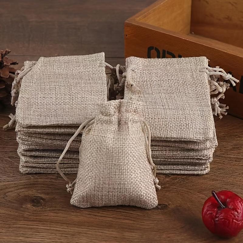 0/20 Pièces Sacs en Jute à Cordon Coulissant - Pochettes Cadeaux en Jute pour Cadeaux de Mariage DIY, Bonbons, Chocolats & Bijoux - Fournitures de Fête & Décoration de Mariage