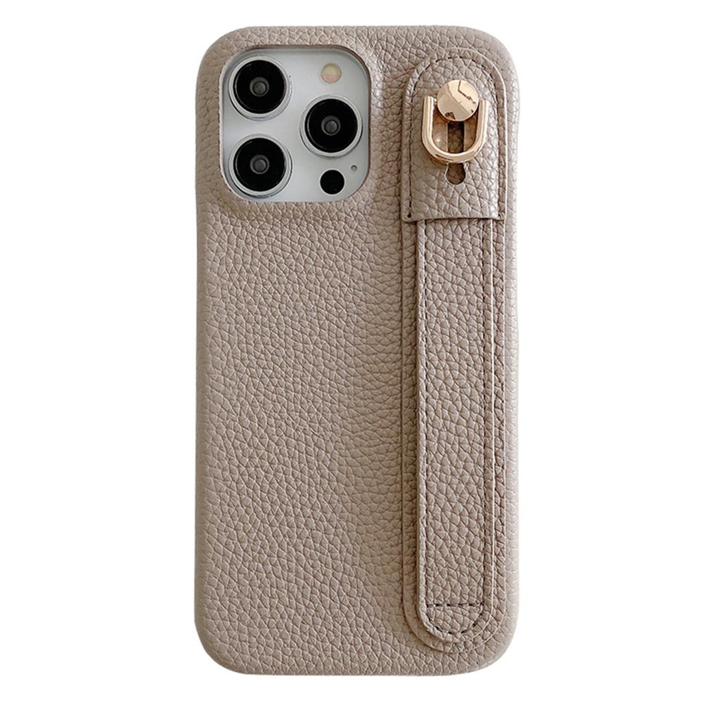 

Чехол для iPhone 16 Pro Max с ремешком на запястье и подставкой, из ПУ кожи+ПЭТ, чехол для телефона Grey