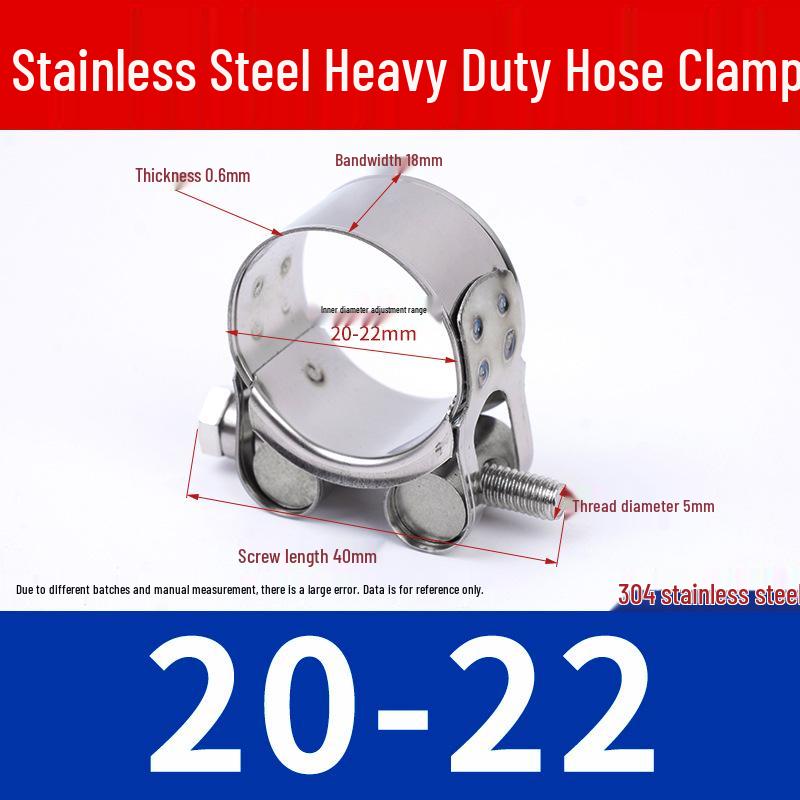 304 Stainless Steel European-Style Heavy-Duty Worm Drive Hose Clamp