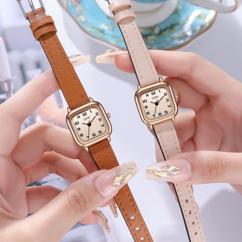 Exquisite Small Square Watch Women'S Simple Belt Watch Niche Square Small Dial Quartz Watch