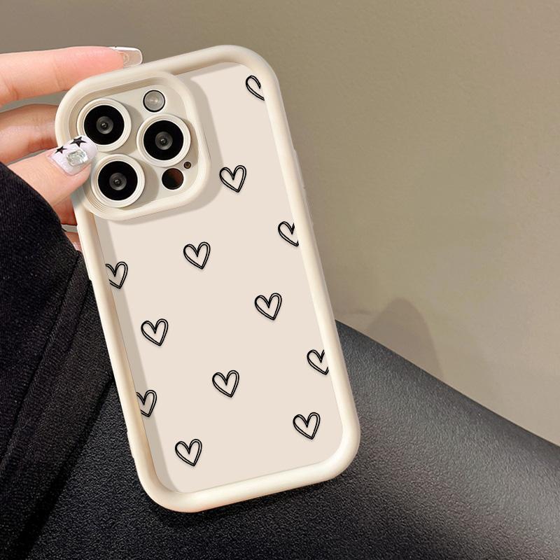 Einfache Liebesherz Hülle Für iPhone 14 Pro Hüllen iPhone 17 16 15 11 12 13 Pro Max 14 15 Plus 17 7 8 X XR XS Max Weiche Silikonhülle