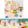 Wooden Stacking Toy Rainbow 10 Layer Tower For Early Education And Brain Development