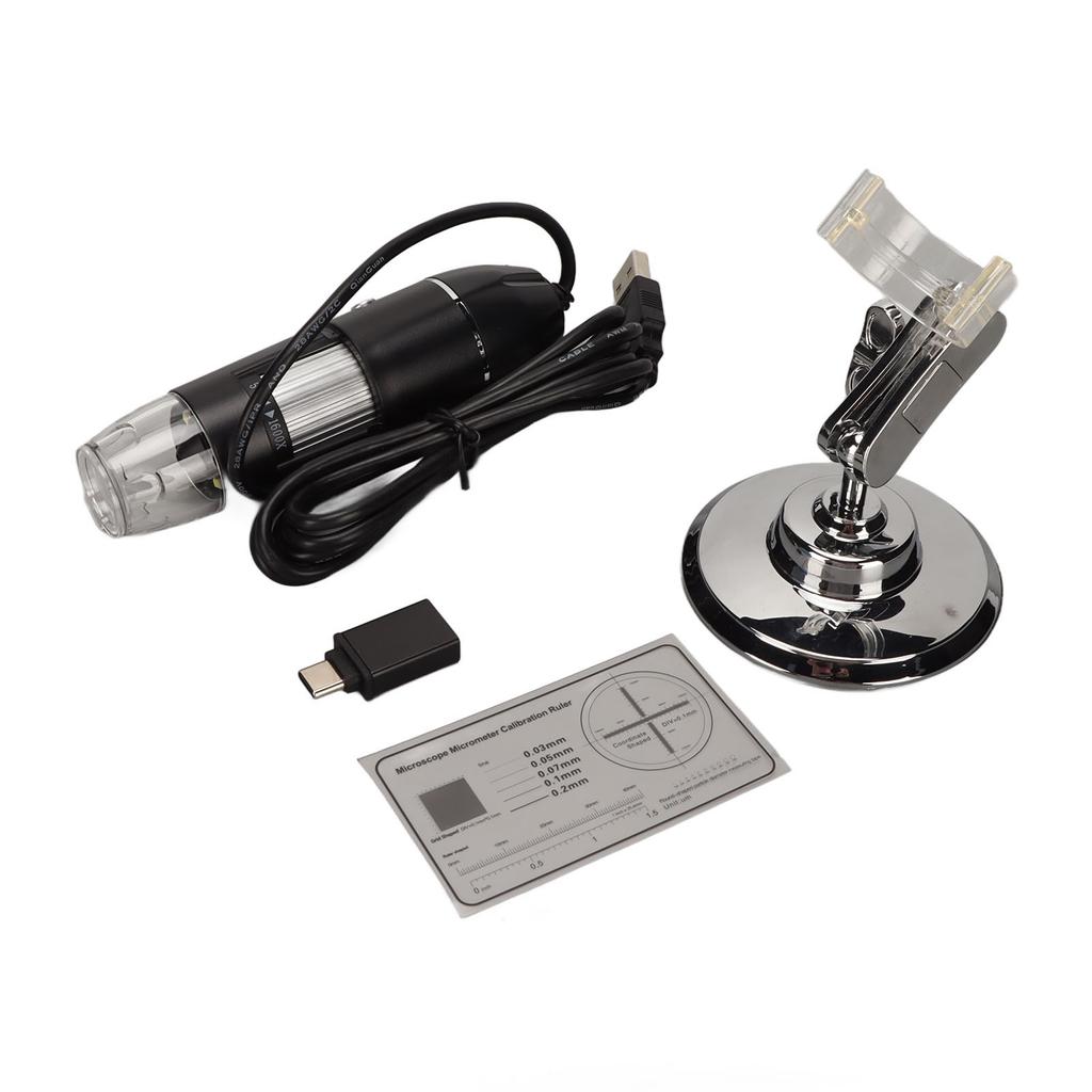 Digital Microscope 1600X HD Resolution 8 LED Lights USB Type C 2 In 1 Electronic Digital Microscope