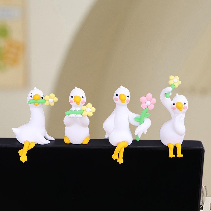 Playful 3D Duck Figurine Accessory for Desk Car Dashboard TV Monitor Decors and Gifts
