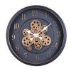 40CM Creative Dynamic Gear Clock Living Room Retro Wall Clock Decoration Modern Wood Grain Clock Wall Clock