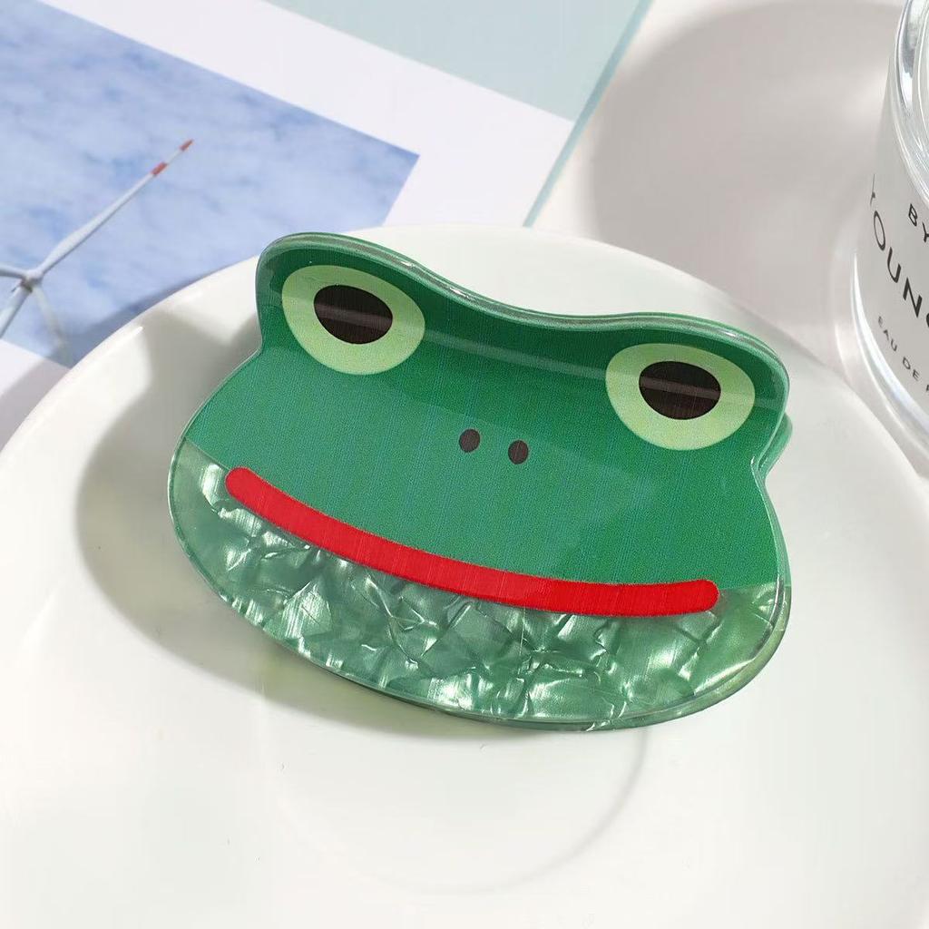 1 buc clip amuzant broască desen animat, clip creativ animal acetat rechin sălbatic mediu jumătate legat agrafă de păr accesoriu de păr clip