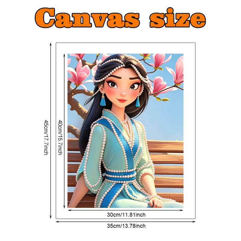 Disney Pearl Painting Ebony Mulan Portrait for Beginners and Adults, DIY Pearl Diamond Art Painting Kit for Home Wall Decor Gifts