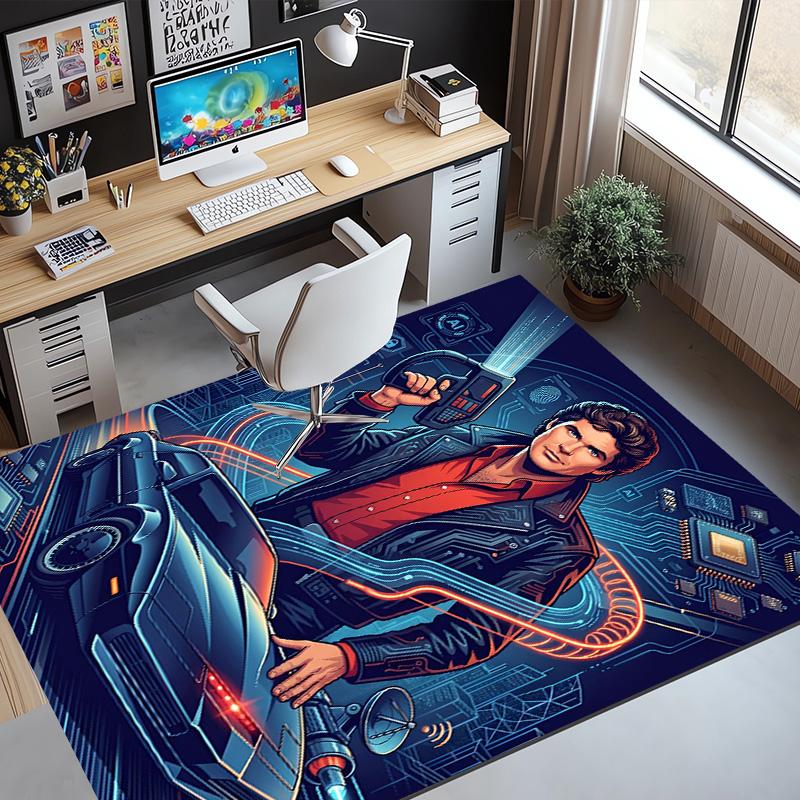 Knight Rider Pattern Rug, Indoor/Outdoor Mat, for Picnic, Gameroom, Bedroom, Office, Living Room, Home Decor Carpet, Birthday Gift
