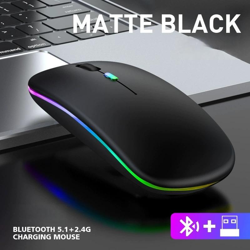 Rechargeable Wireless Mouse Bluetooth-compatible 2.4GHz Dual Modes Computer Mice with Nano Receiver for PC Laptop Macbook