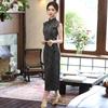Womens Modern Chinese-Inspired Sleeveless Long Cheongsam Dress 2026 Retro Style With Dot Print