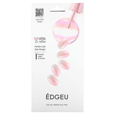 Perfect Gel Nail Wrap, ENA139, Mirror Milk Pink, 19-piece Set
