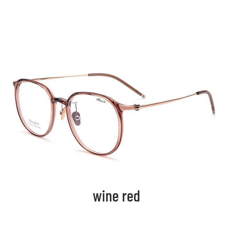 

Women s Korean-Style Ultralight Full Rim Pure Titanium Eyeglass Frames for Small Face, Model 9104 - Extra Wide Myopia Glasses вино красного