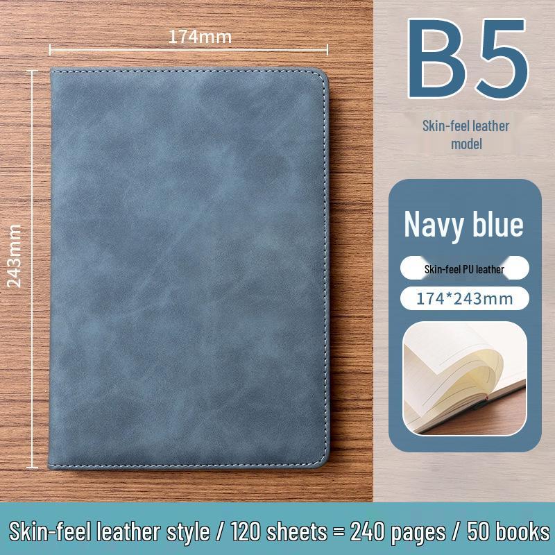 A5 Soft Leather Suede Notebook with Custom Logo - Simple B5 Business Meeting Journal, Large Thick Diary