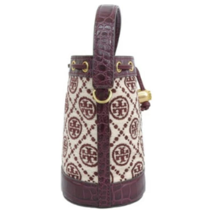 Tory Burch T Monogram All Over Print Drawstring Bucket Bag Women Bags 88469-632