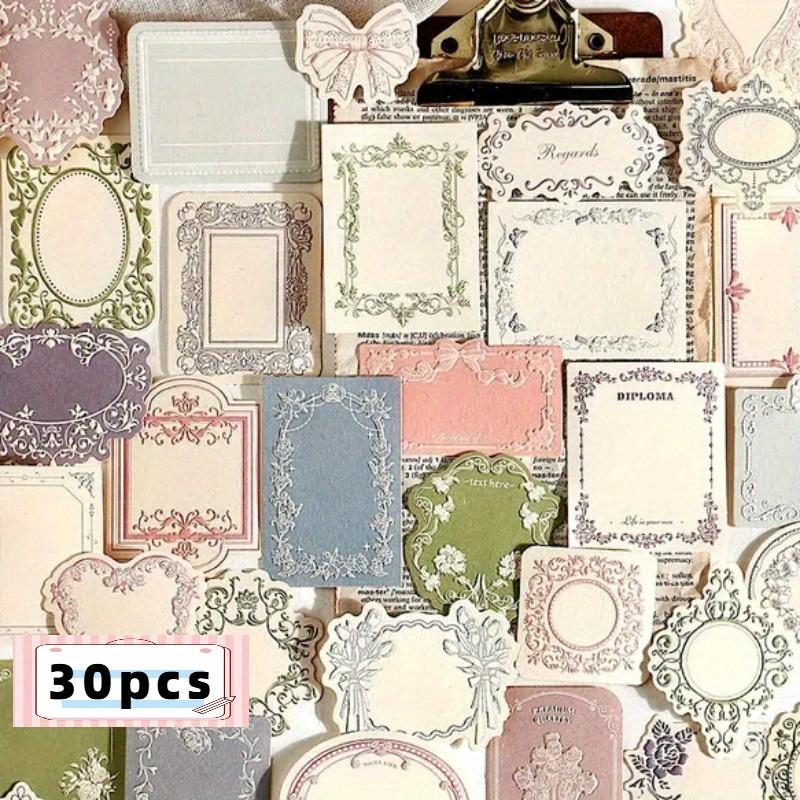 30 Blatt/Set Vintage Letterpress Geprägtes Spezialdruckpapier Dickes Notizblock Dekoratives Papier, Spitze Schleife innen, Minimalistisches Tagebuch Materialpapier