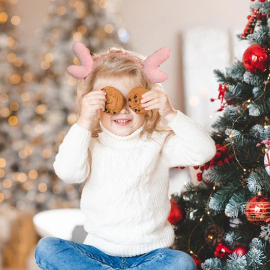 Christmas Headband Plush Reindeer Antlers Headband Holiday Costume Accessories for Christmas Party Favors Photo Booth Props