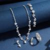 High-End Women's Jewelry Set: Bridal Necklace, Earrings, Bracelet & Ring