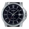 Casio Montre pour homme avec bracelet en cuir analogique standard et cadran noir à quartz MTP-V004L-1C