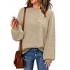 Women's Fashion Round Neck Pullover Sweater Casual Versatile Solid Color Knit Top