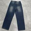 Damen Vintage Washed Denim Jeans Mittelhohe Taille Weites Bein Hosen Damen Lässig Knöchellang Baggy Jeanshosen