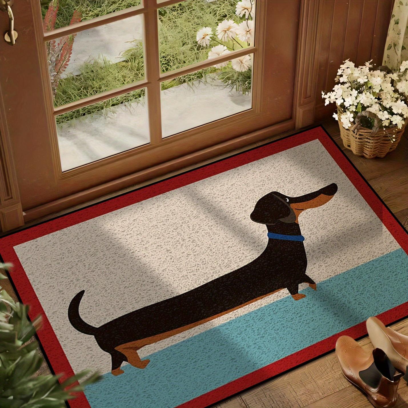 

VIKAMA - Bonito tapete de bienvenida con diseño de Dachshund,antideslizante,lavable,para cocina,dormitorio,baño,entrada,decoración del hogar 40x60cm