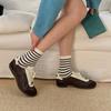 Ladies Autumn and Winter Thickened Warm Simple Striped Thin Wool Boneless Drum Pile Socks