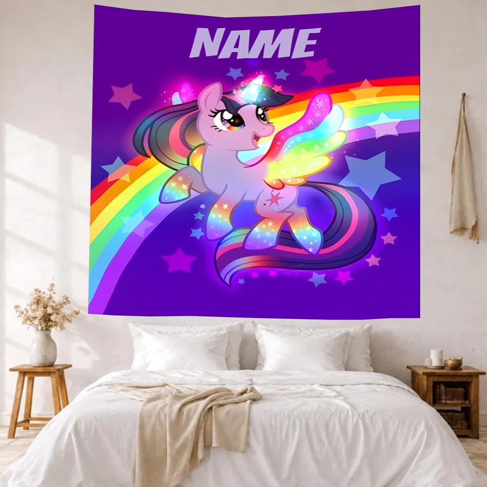 Little Pony Custom Your Name Wall Decor Tapestry Art For Pet Memorial Birthdaywedding Party Backdrop Family Gift