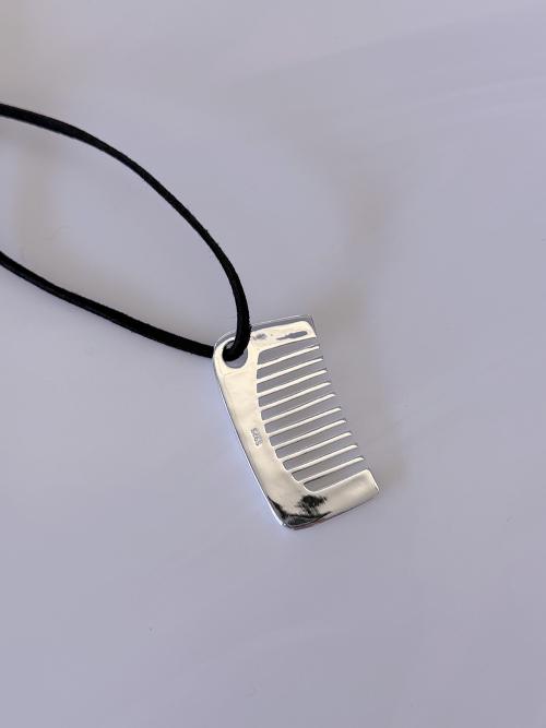 Mosxe [925 Silver] Large Comb Suede Necklace