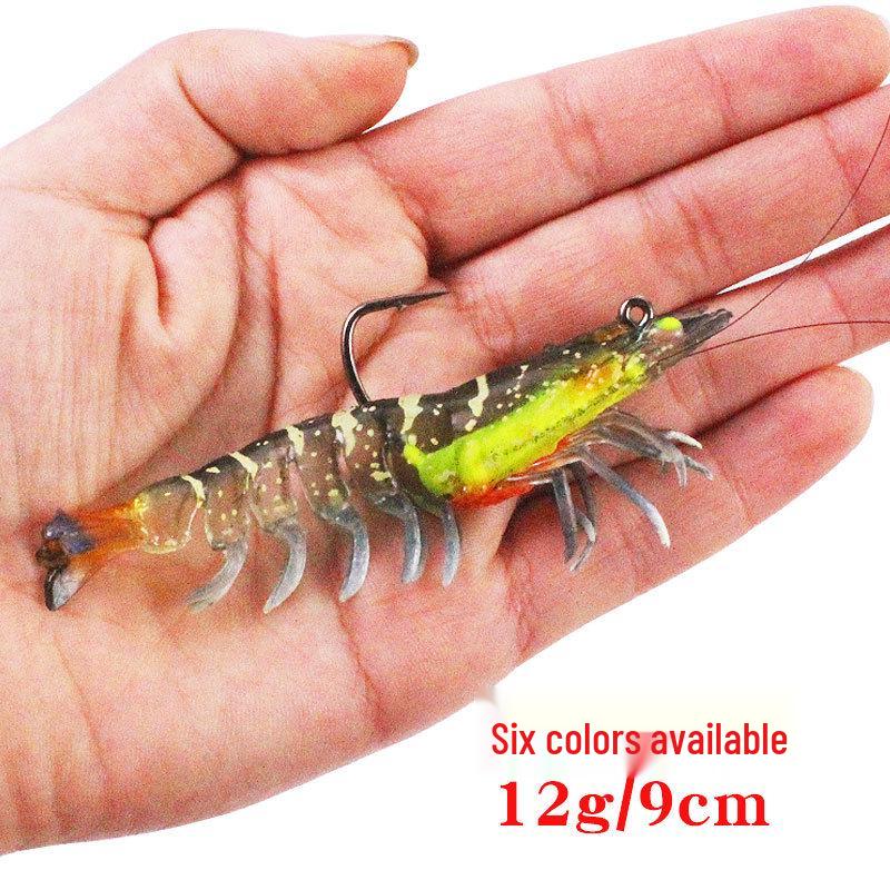Luminous Giant Prawn Hooked Soft Bait for Fish Attracting