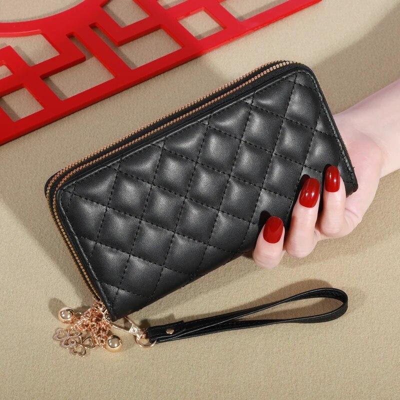 Long Women Wallet Purses Tassel Coin Holder_arge Capacity Double Zipper Pu LeatherCard Multilayer Storage Moneyclip Clutch Bag