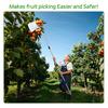 Long Handle Fruit Picker Metal Fruit Harvesting Claw with Cloth Bag Stainless Steel Pole Adjustable Tree Fruit Harvester for Apples