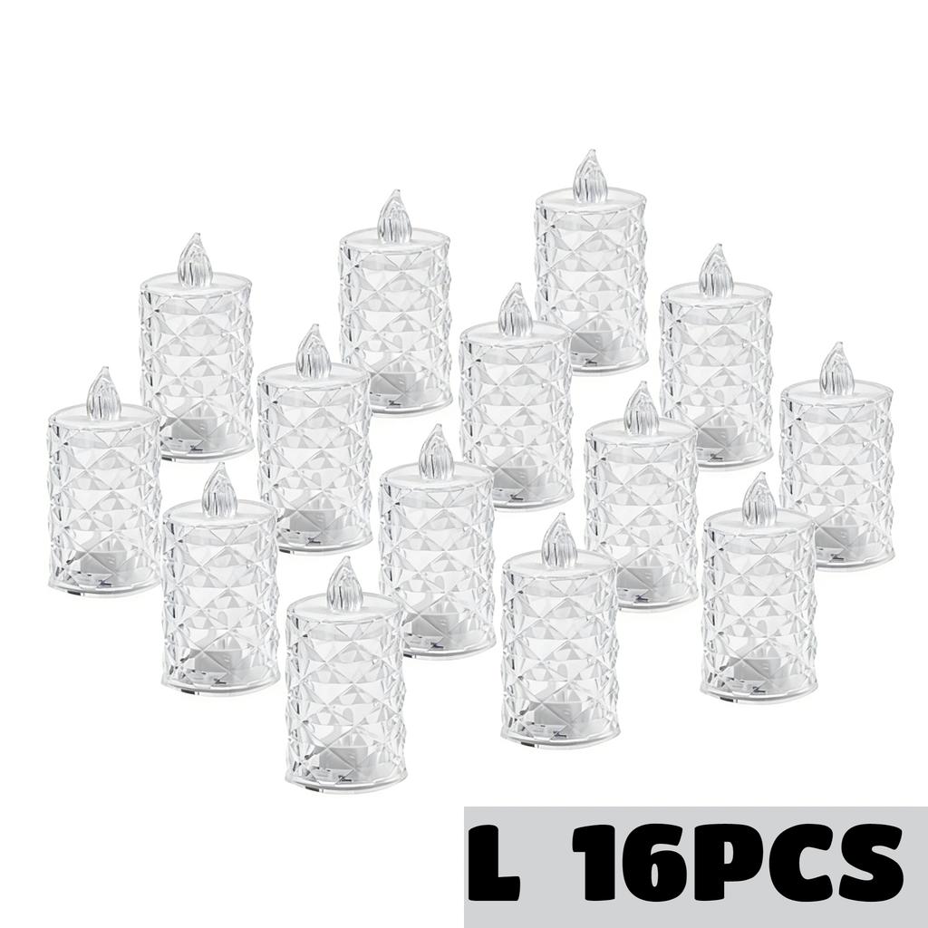 24PCS LED Flameless Candles Crystal Electronic Night Lamp for Date Party Valentine's Day Bedroom Wedding Christmas Decorations