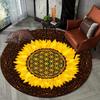 1 Stück Schöne Sonnenblume des Lebens Muster Runde Bodenmatte, Rutschfest für Wohnzimmer Schlafzimmer Stuhl Teppiche Heimdekoration Geschenke, Heimdekoration Raum De